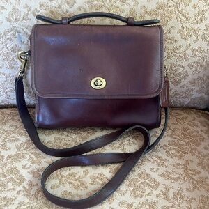 Vintage COACH court bag mahogany leather, made in USA 1990’s